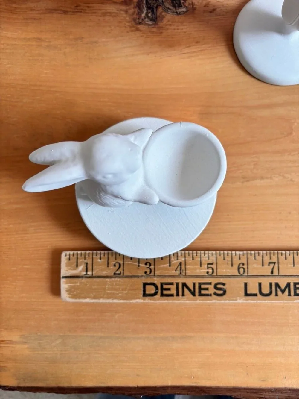 Set of Thrift flip ceramic Easter Bunny egg holders on pedestals